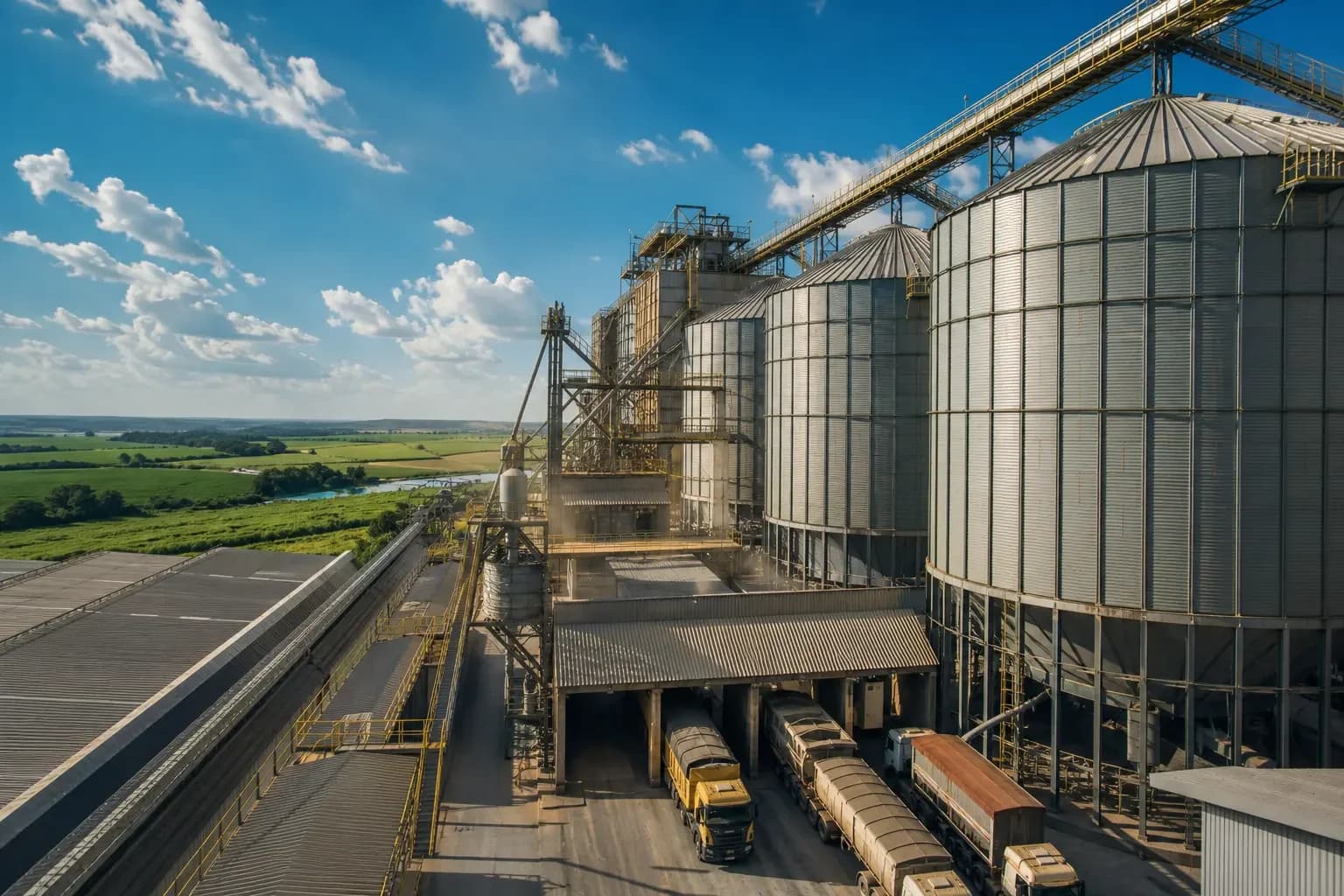 Silos e planta agroindustrial