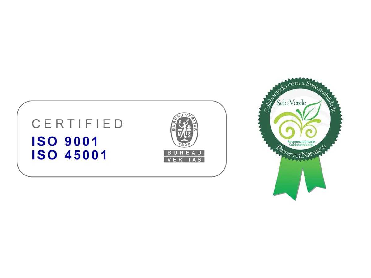 Certificado ISO e Selo Verde emitido pela Bureau Veritas